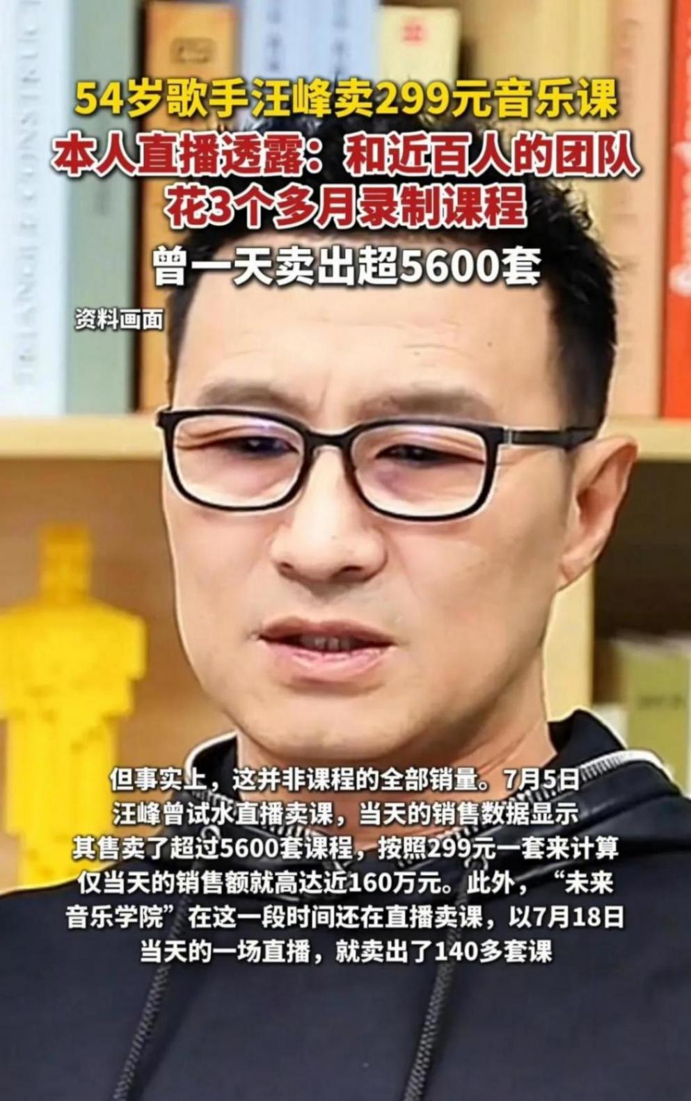 汪峰賣299元音樂課被指銷量慘淡