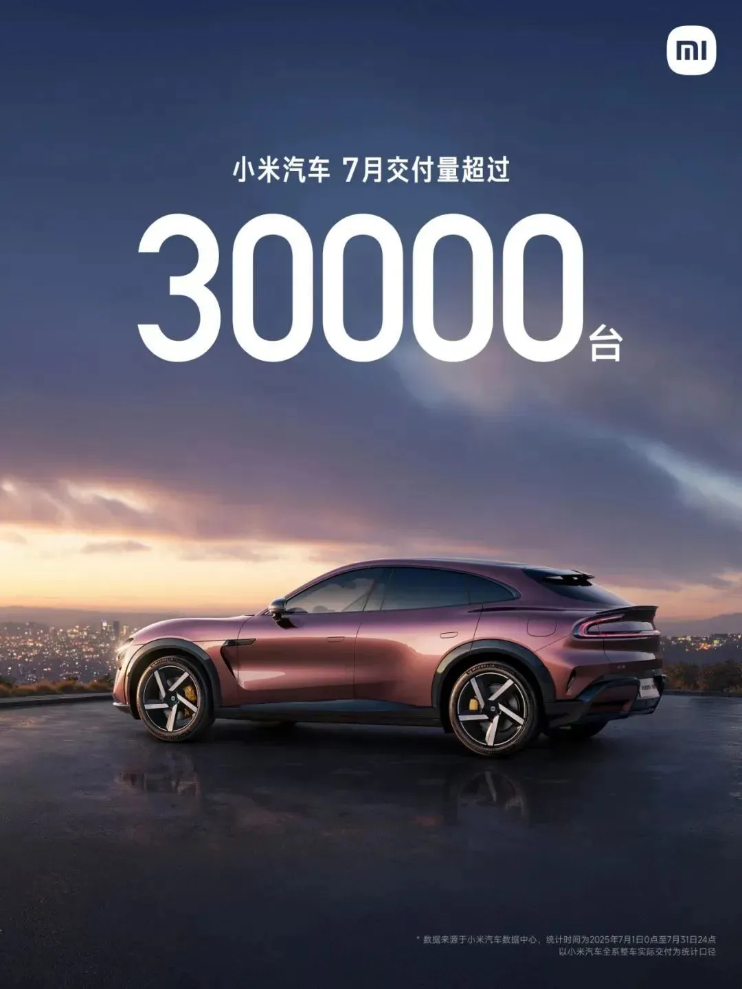 小米汽車(chē)7月交付量報(bào)告，圖源小米汽車(chē)官方微信公眾號(hào)