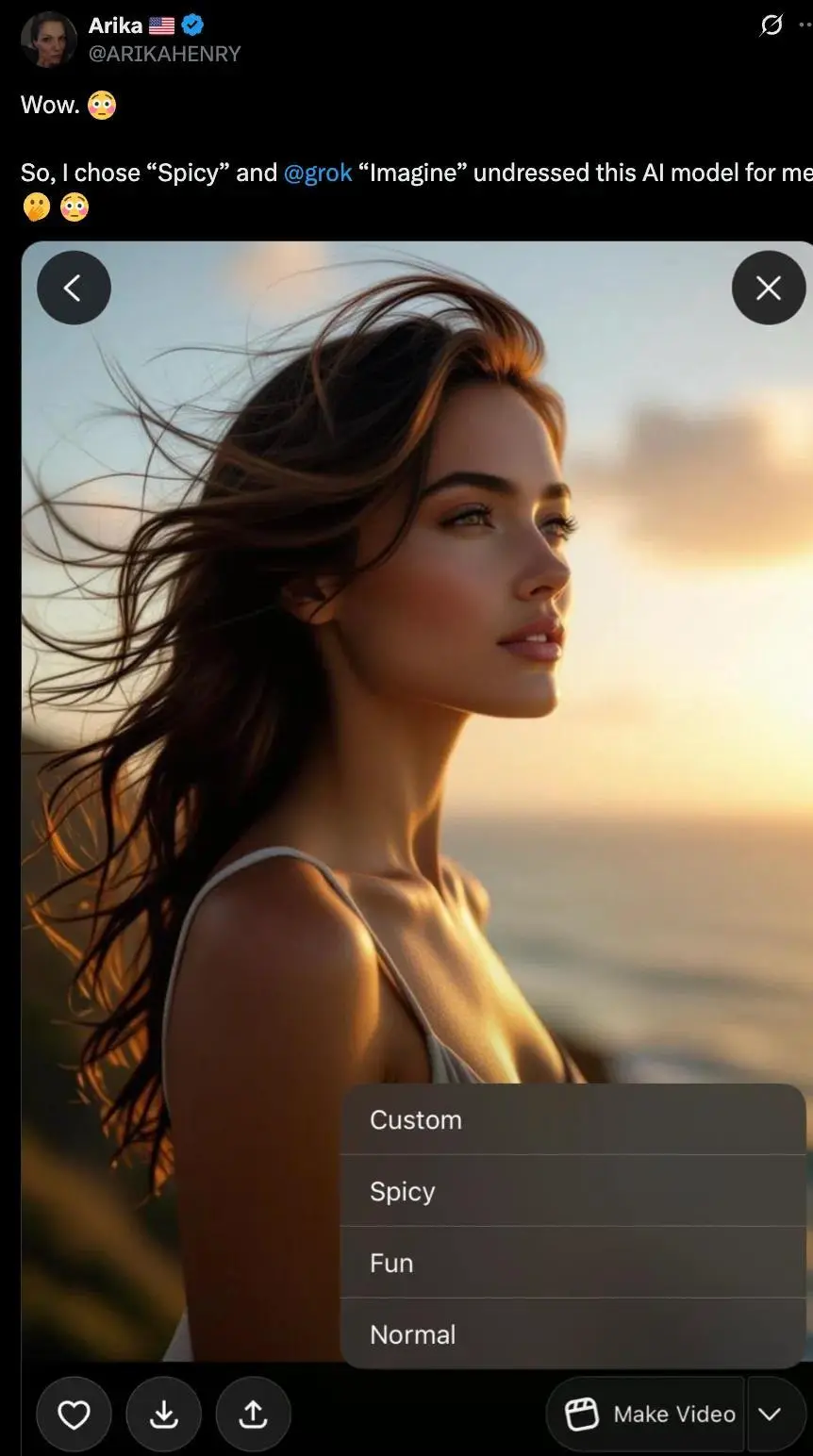 Grok新上的AI視頻生成,自帶“擦邊”模式,馬斯克靠“踩黃線”稱霸AI? 圖片